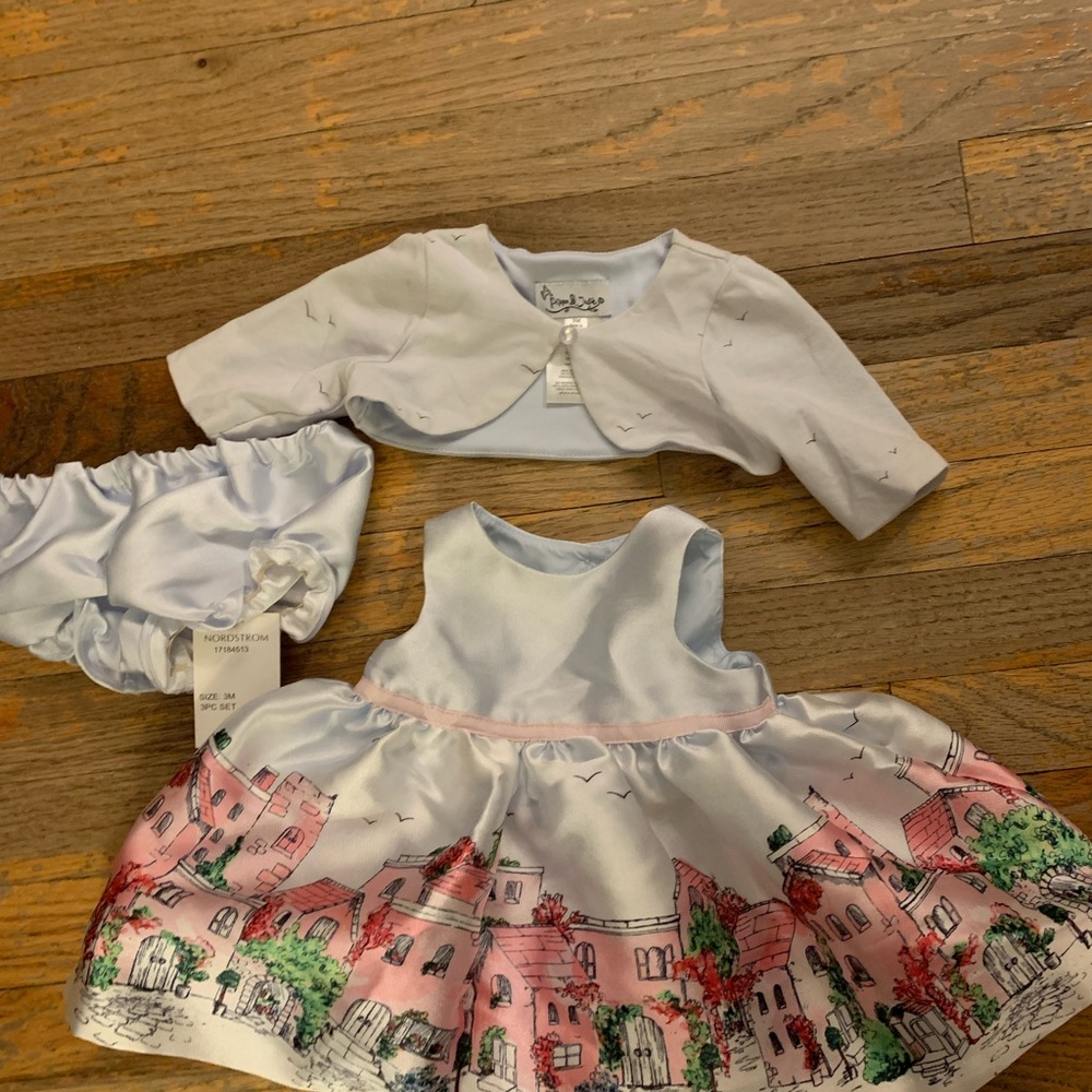 Pippa & Julie Light Blue Baby Dress Set
